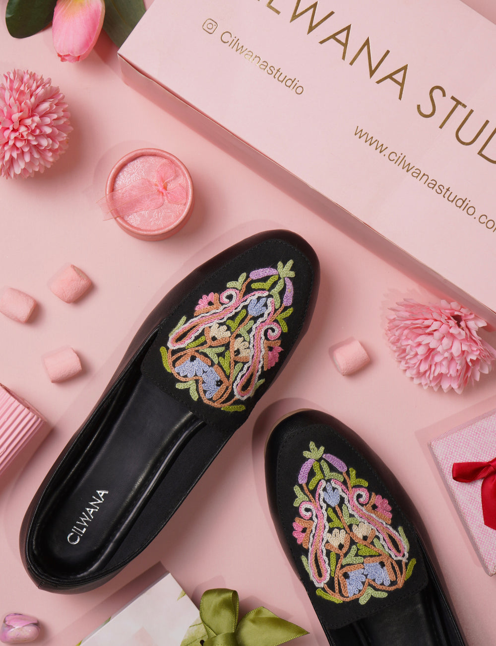 Black Multi Almond Aari Shoes