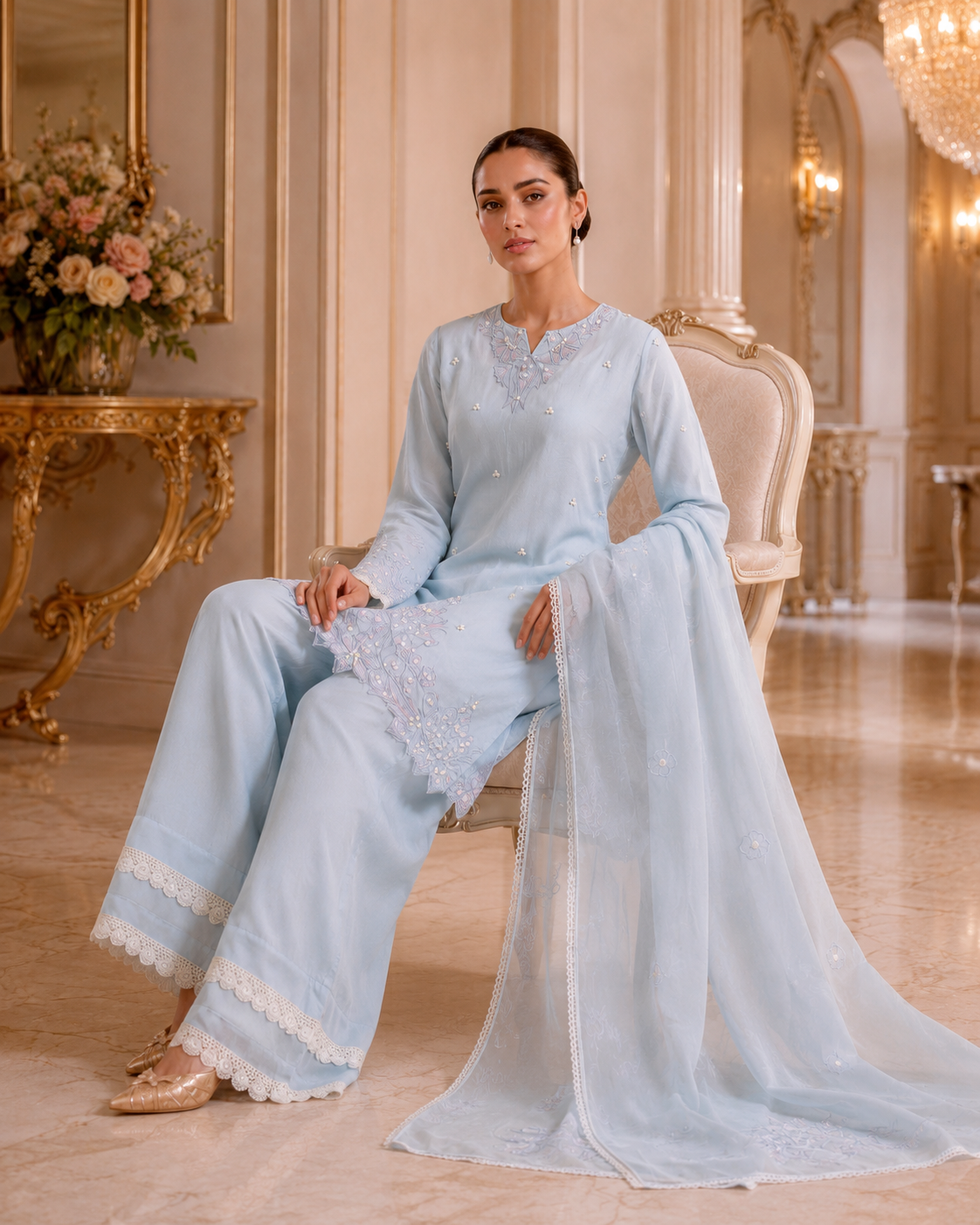 Aqua Bloom Crepe Set