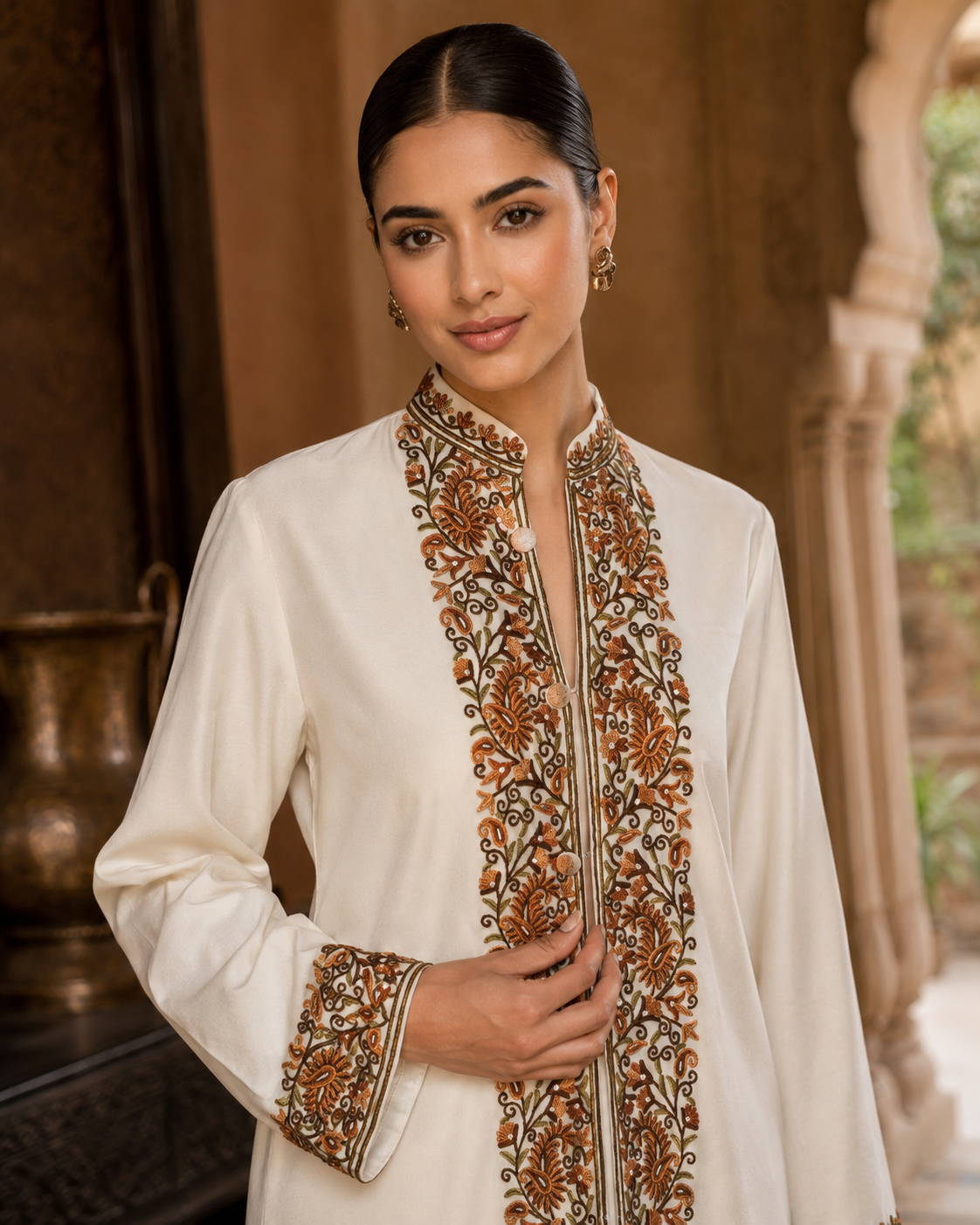 Ivory Aari Jacket Set