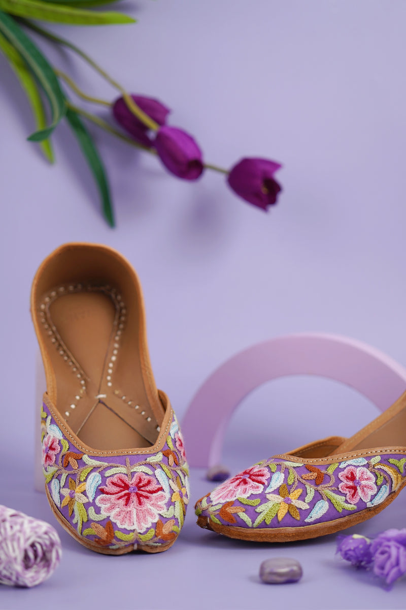Purple Multi Floral Aari Jutti — product detail
