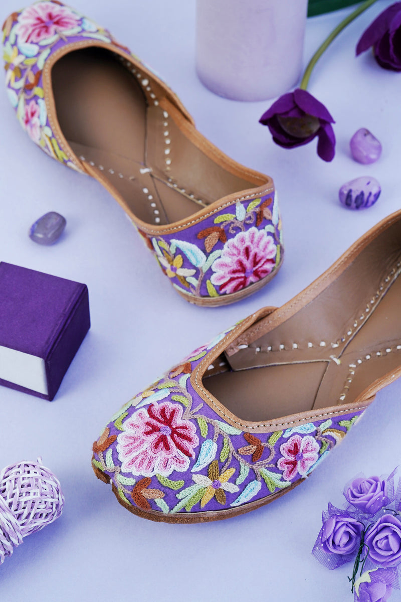 Purple Multi Floral Aari Jutti — product detail