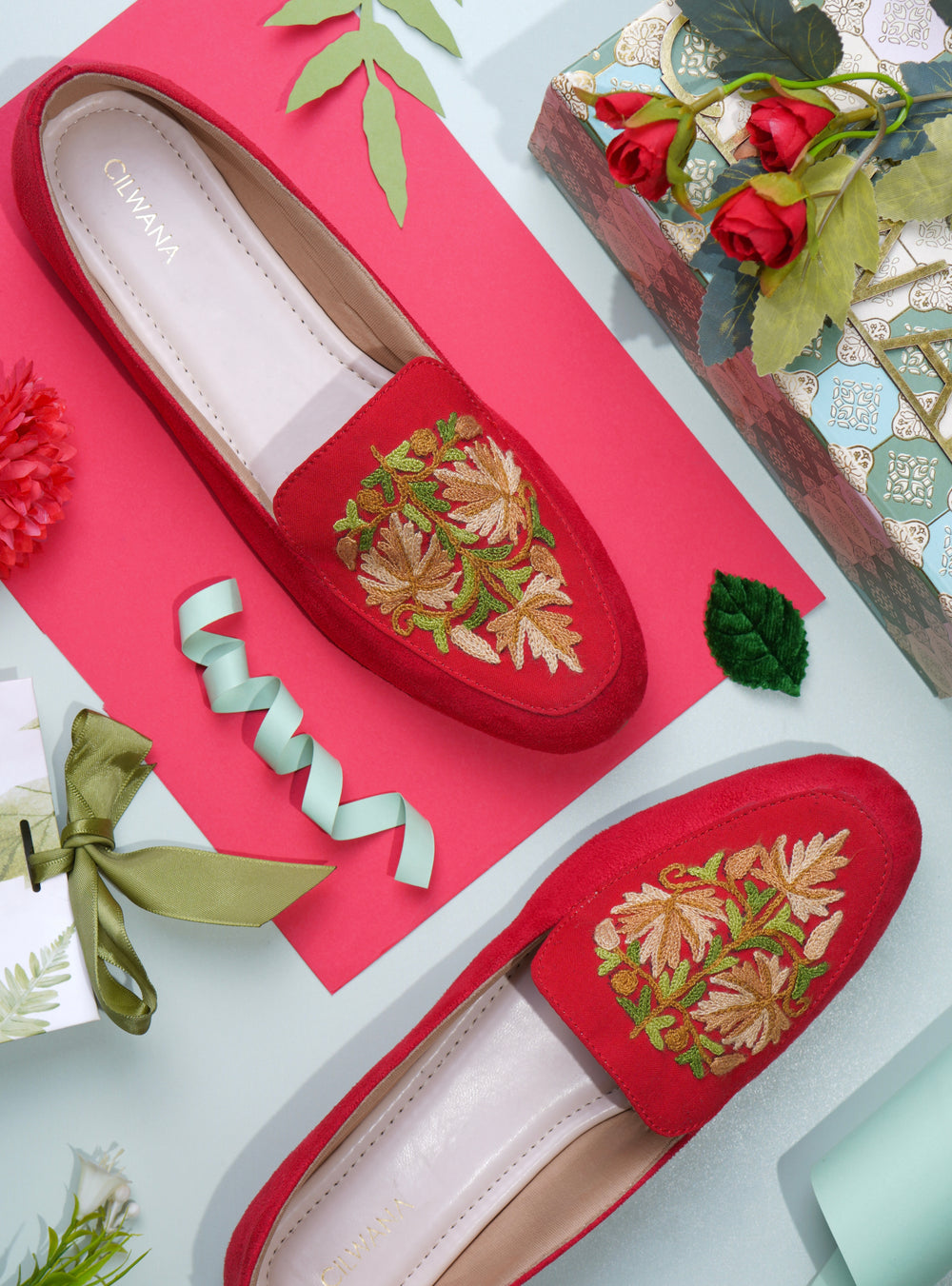 Red Chinar Aari Shoes