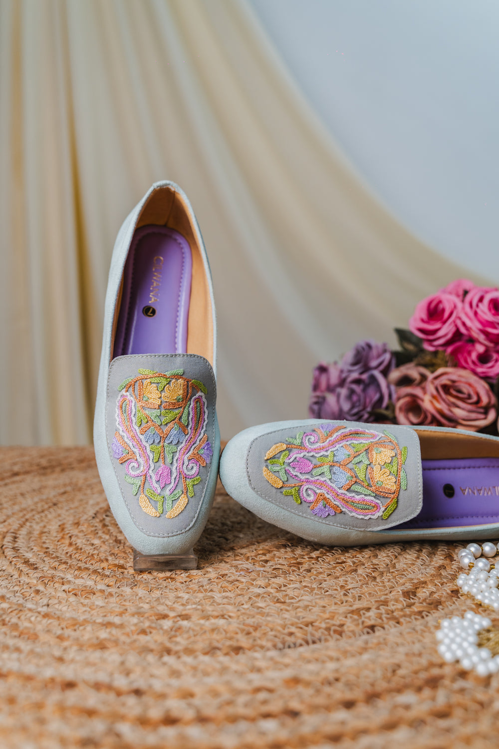 Sea Green Almond Aari Shoes