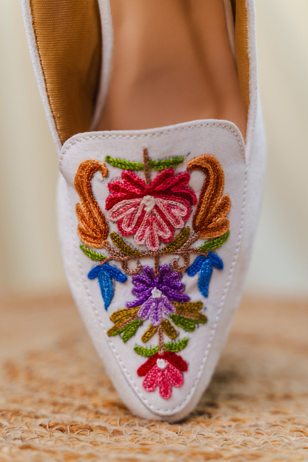 White Multi Floral Heel