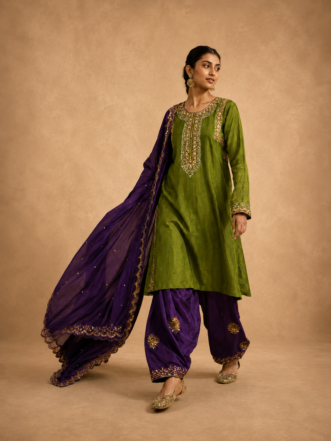 Olive Amethyst Sequin Co-ord Set