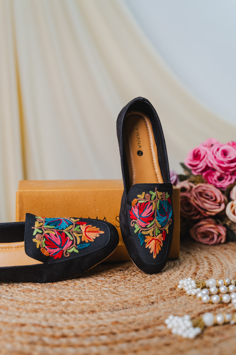 Black Multi Chinar Aari Shoes