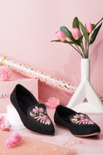 Black Silver & Pink Dhabka Shoes