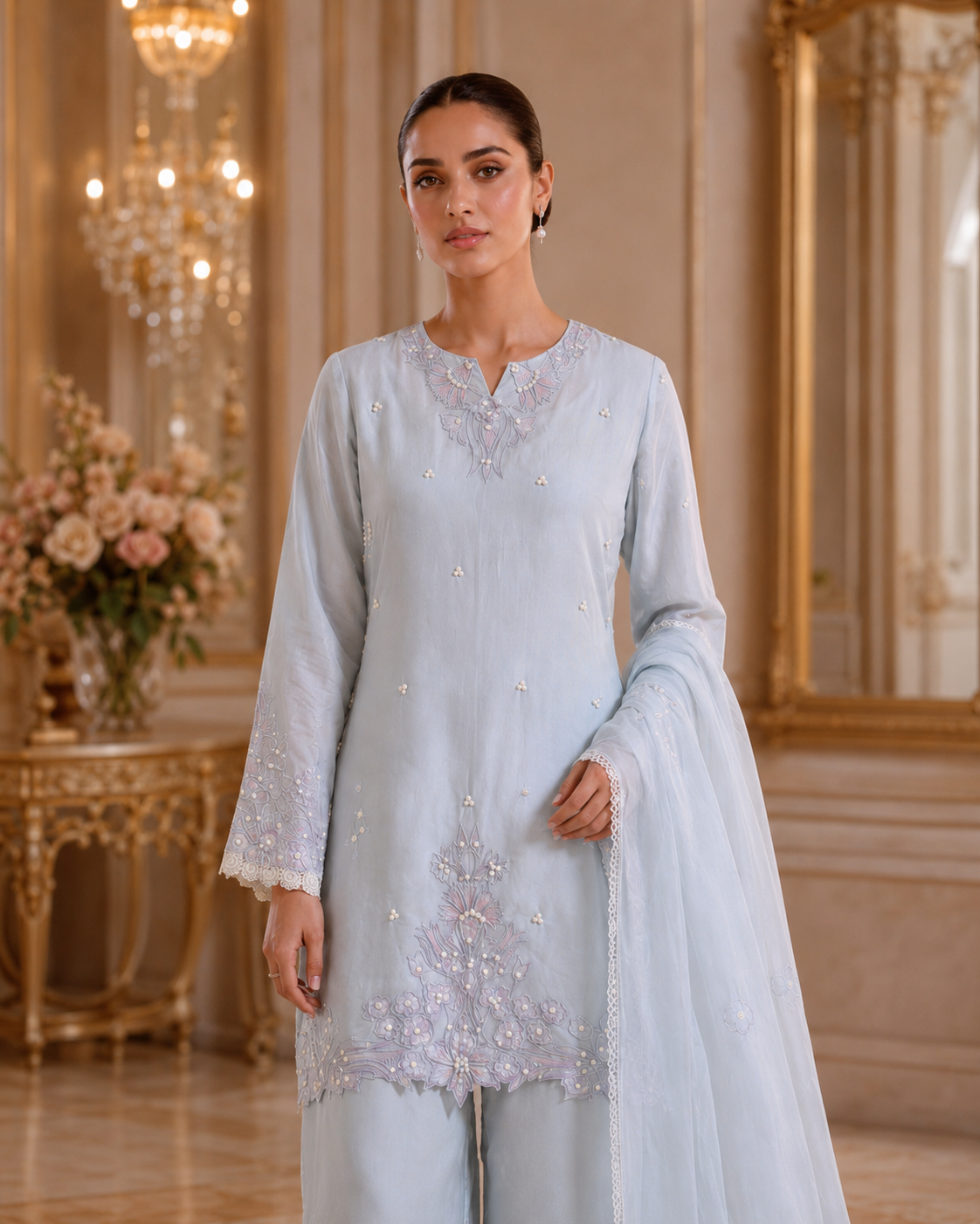Aqua Bloom Crepe Set