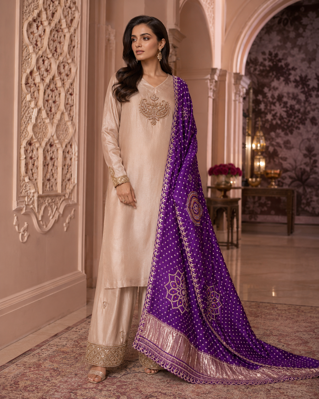 Mehr Bandhej Silk Co-ord Set