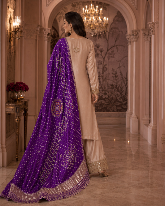 Mehr Bandhej Silk Co-ord Set