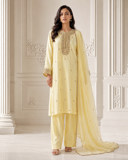 Lemon Dabka Zardozi Set
