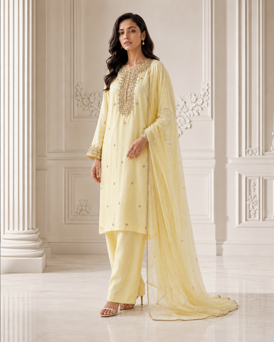 Lemon Dabka Zardozi Set