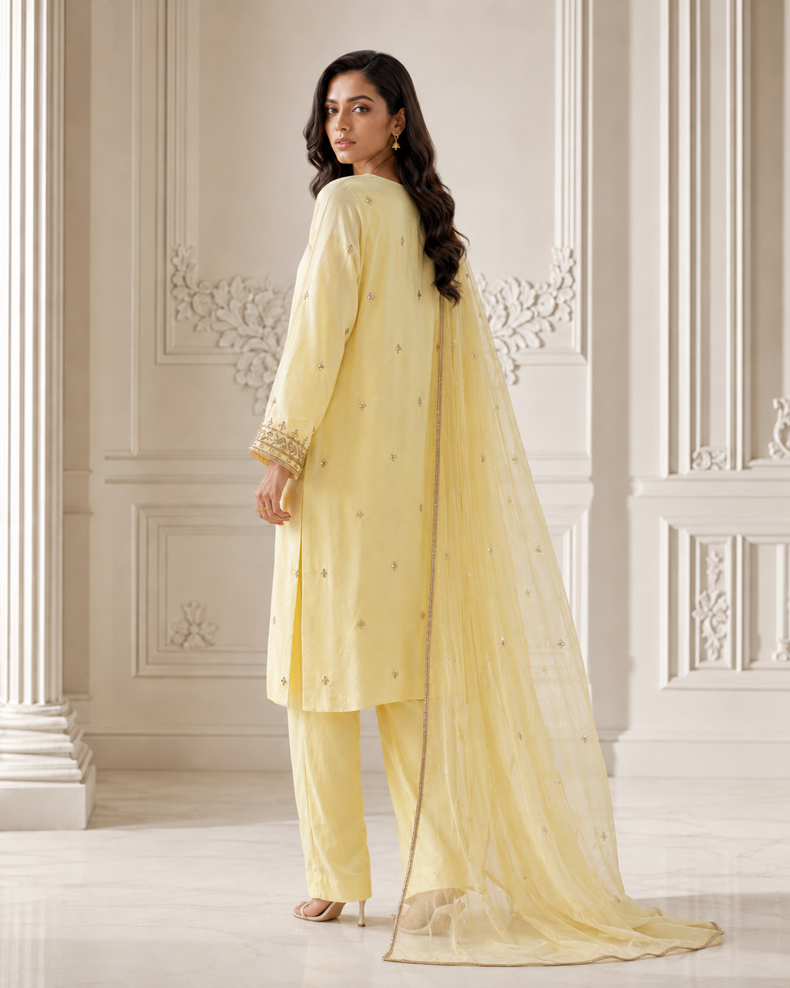 Lemon Dabka Zardozi Set