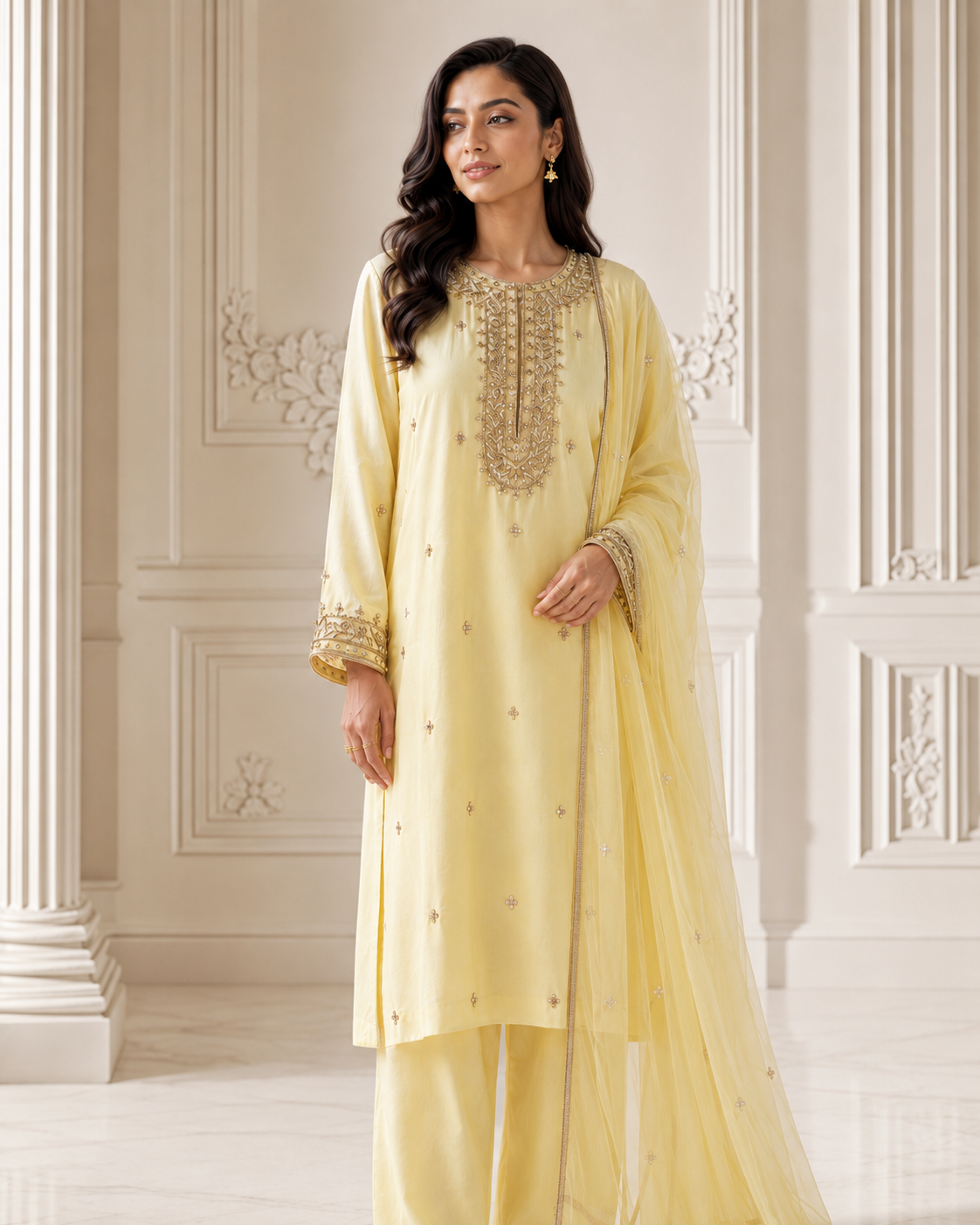 Lemon Dabka Zardozi Set