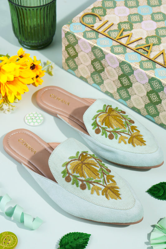 Mint Green Chinar Mules