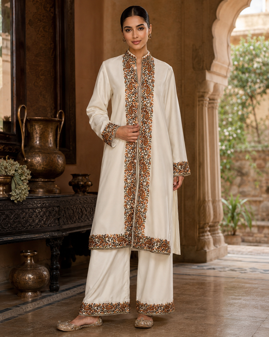 Ivory Aari Jacket Set