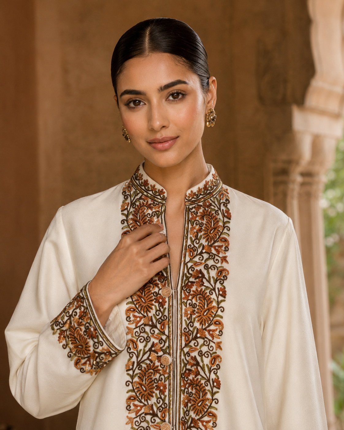 Ivory Aari Jacket Set