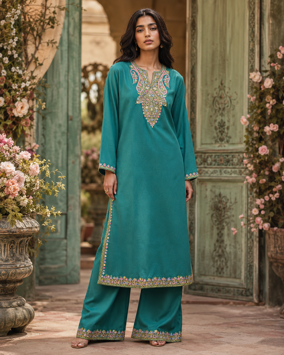 Teal Aari Cotton Set