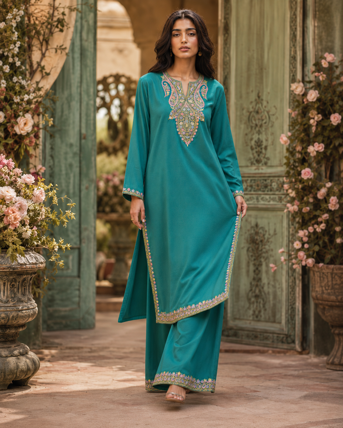 Teal Aari Cotton Set