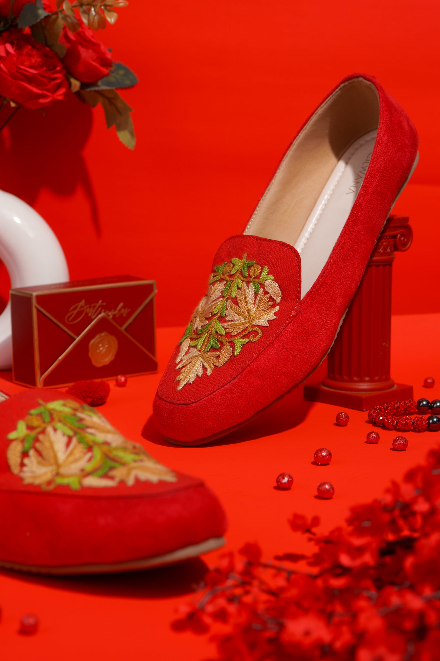 Red Chinar Aari Shoes