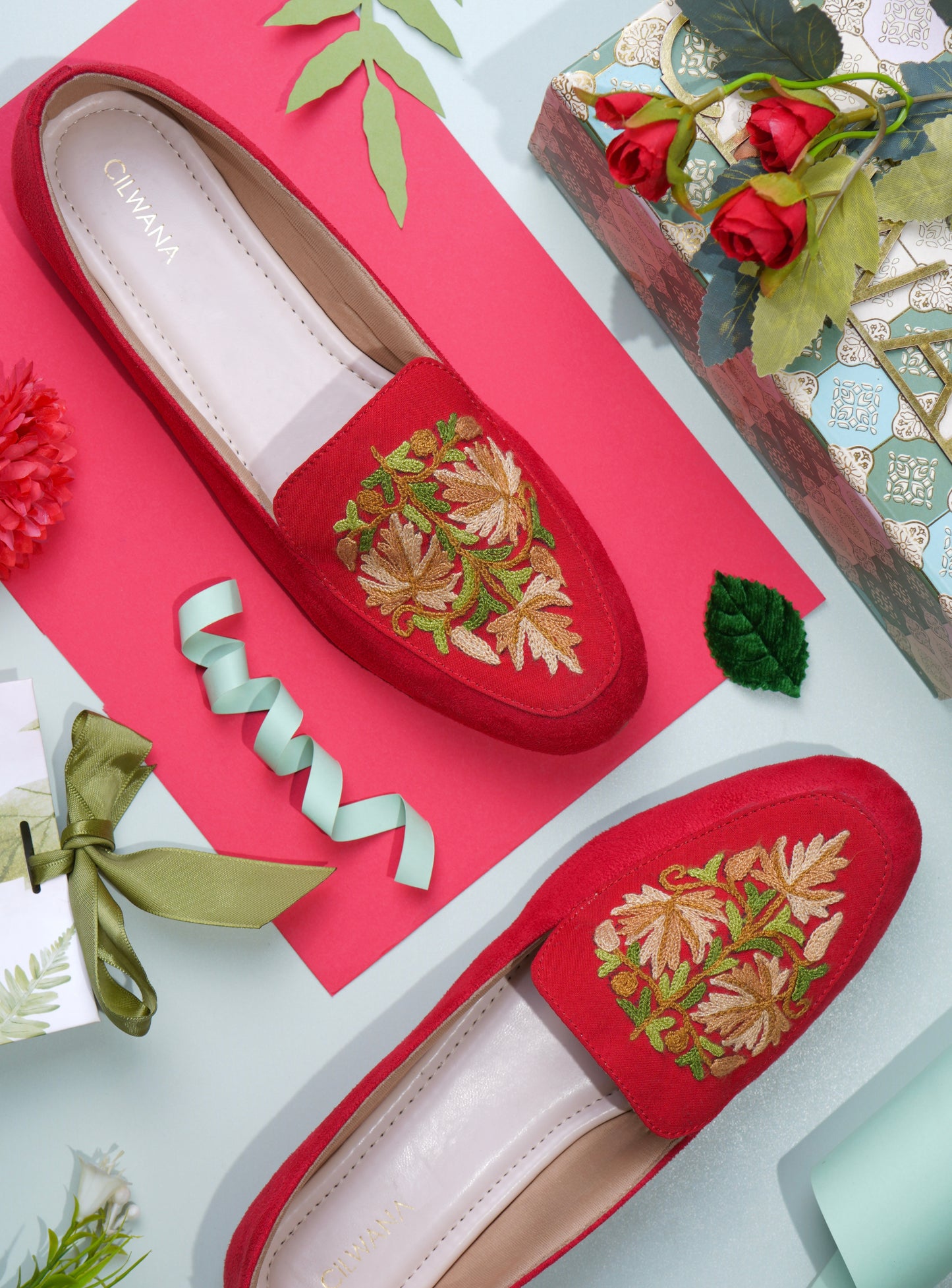 Red Chinar Aari Shoes