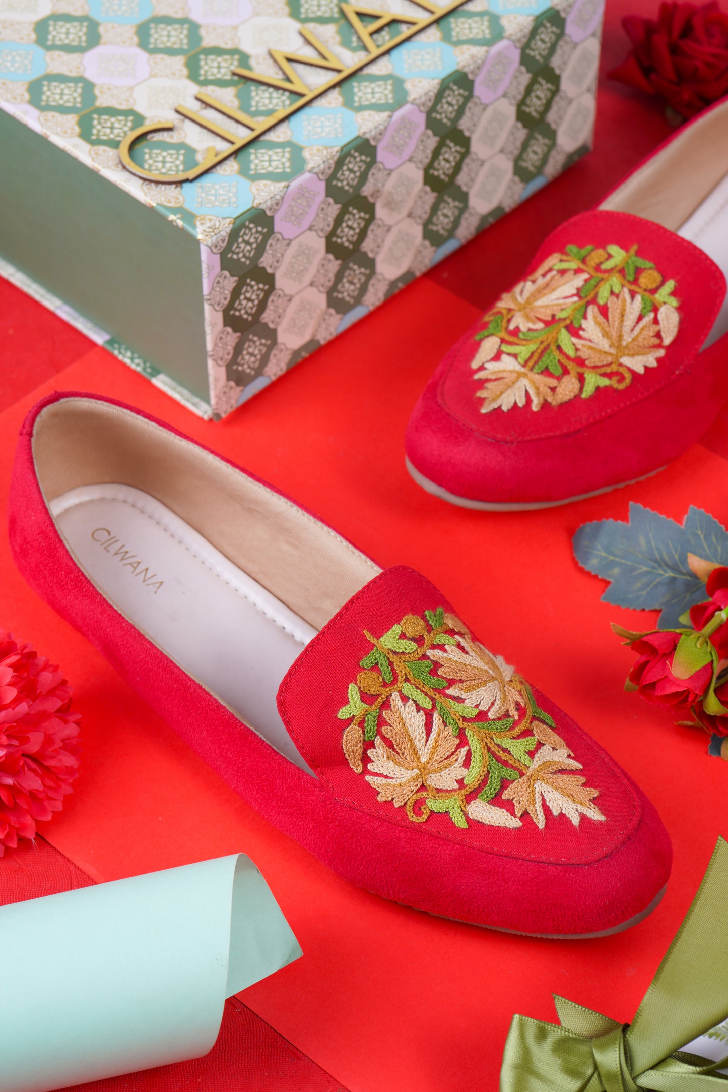 Red Chinar Aari Shoes