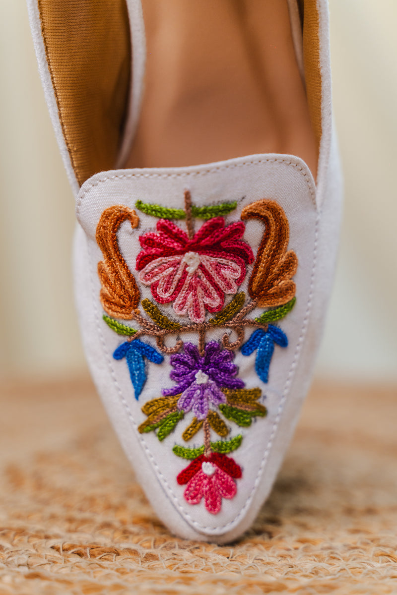 White Multi Floral Heel
