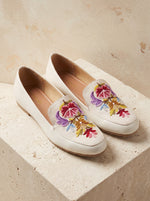 Ivory Cream Multi Floral Aari Shoes