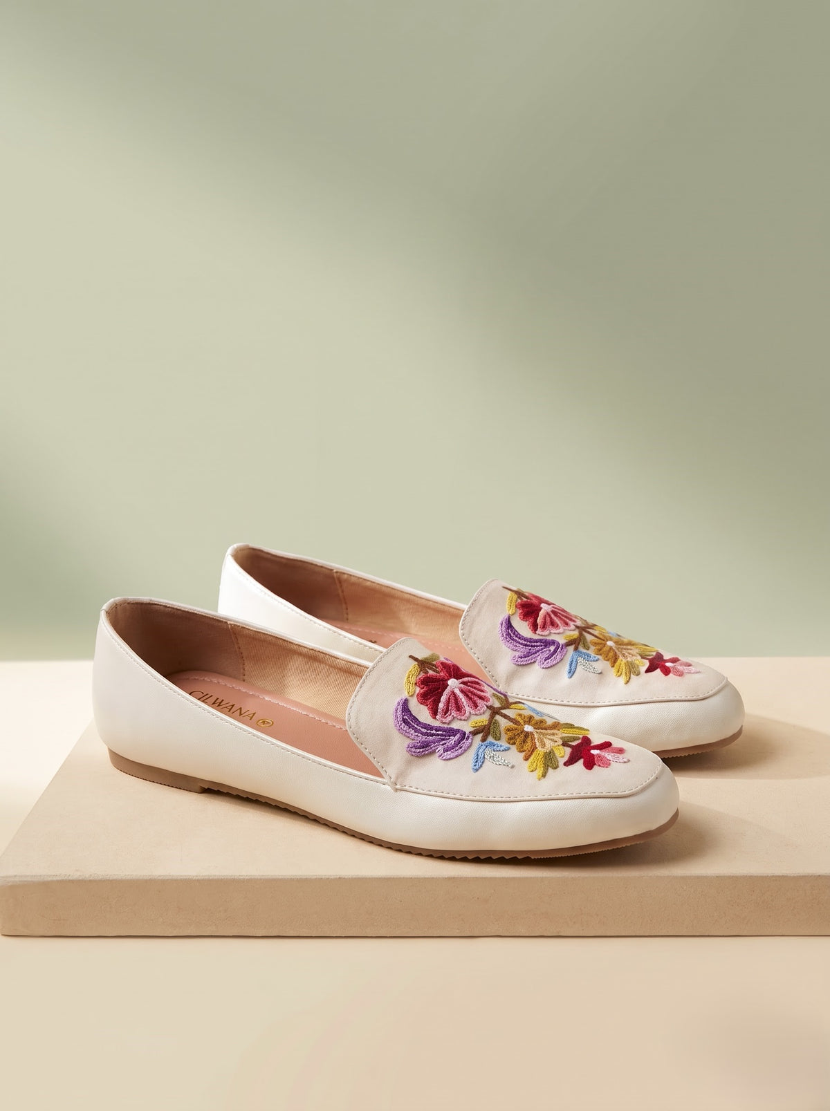 Ivory Cream Multi Floral Aari Shoes