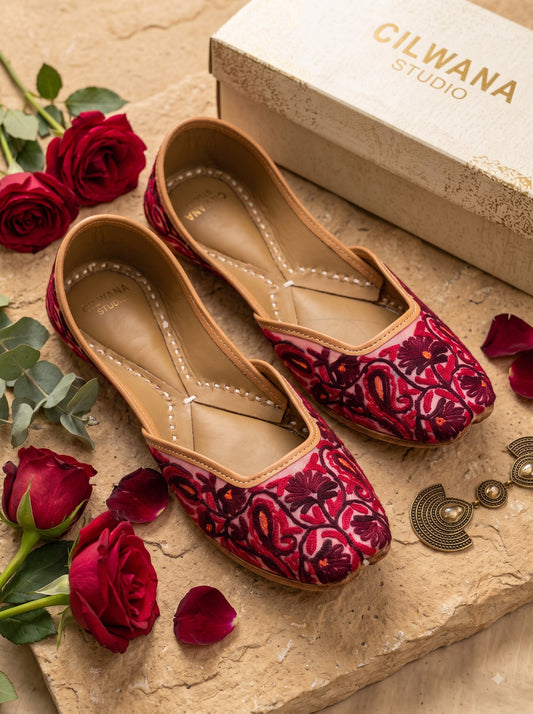 Maroon Floral  Aari jutti