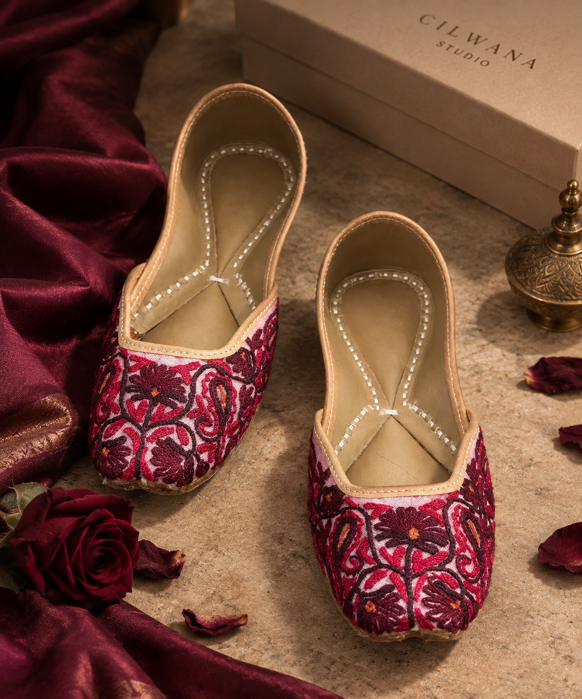 Maroon Floral  Aari jutti