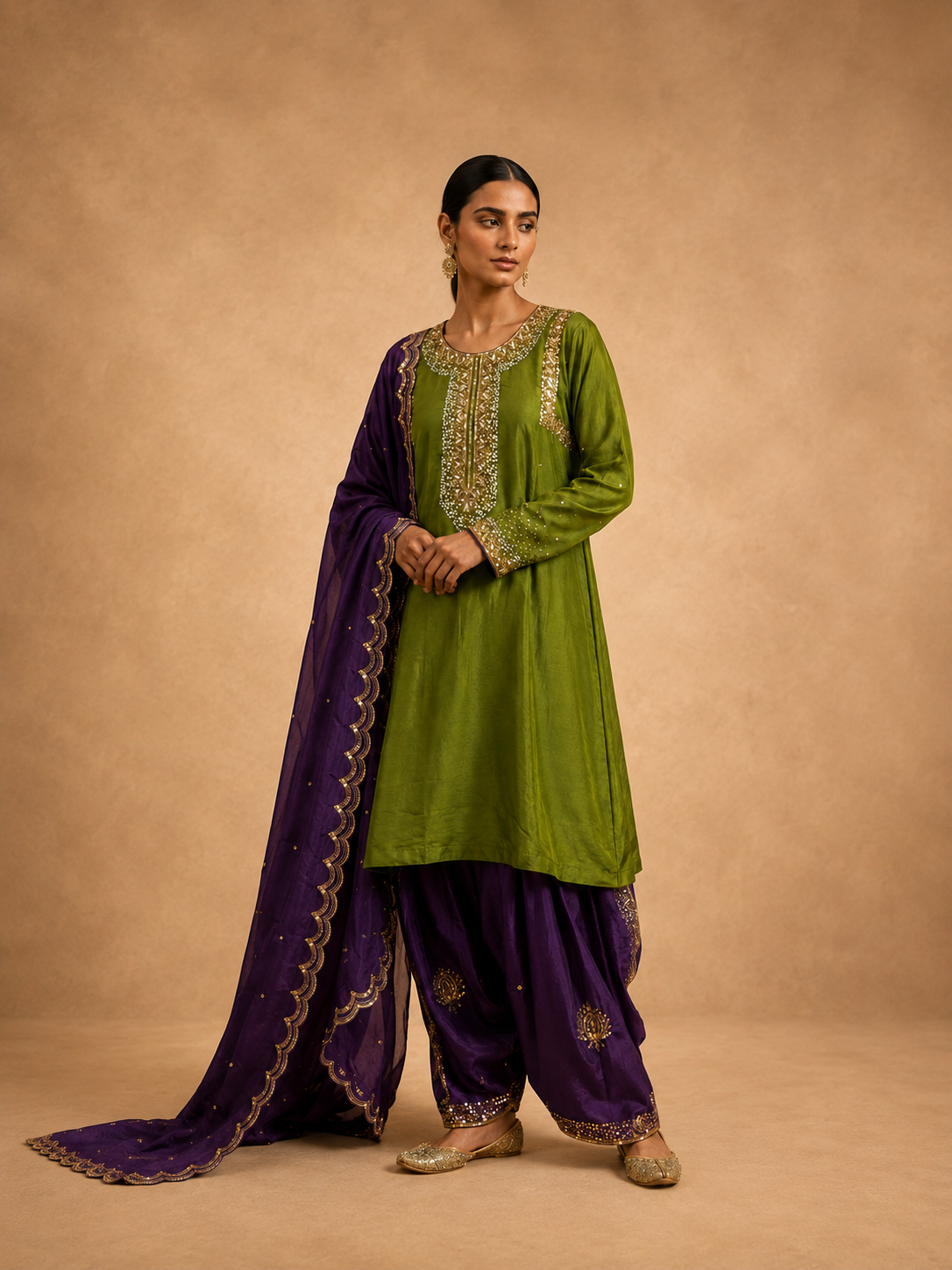 Olive Amethyst Sequin Co-ord Set