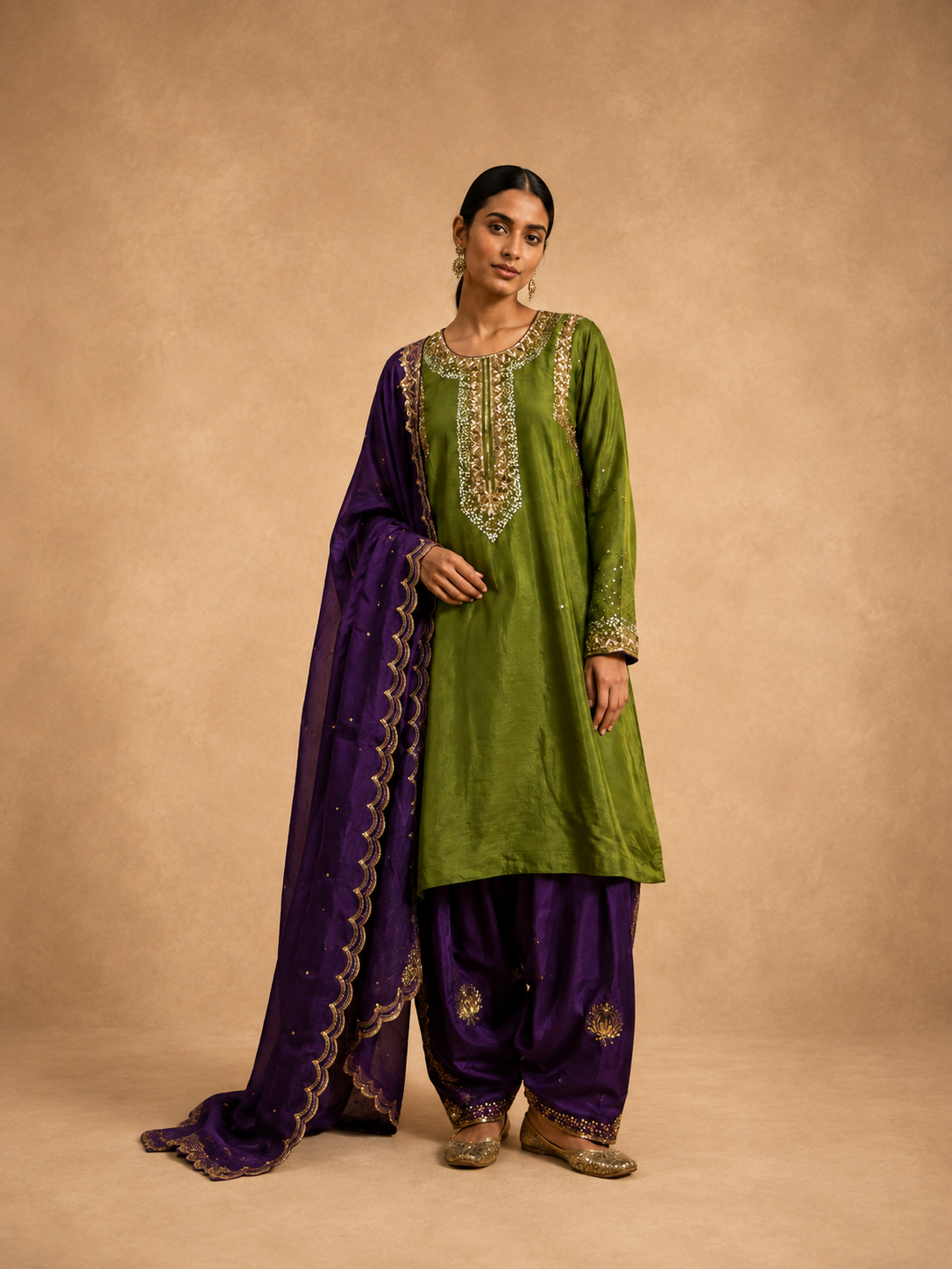 Olive Amethyst Sequin Co-ord Set