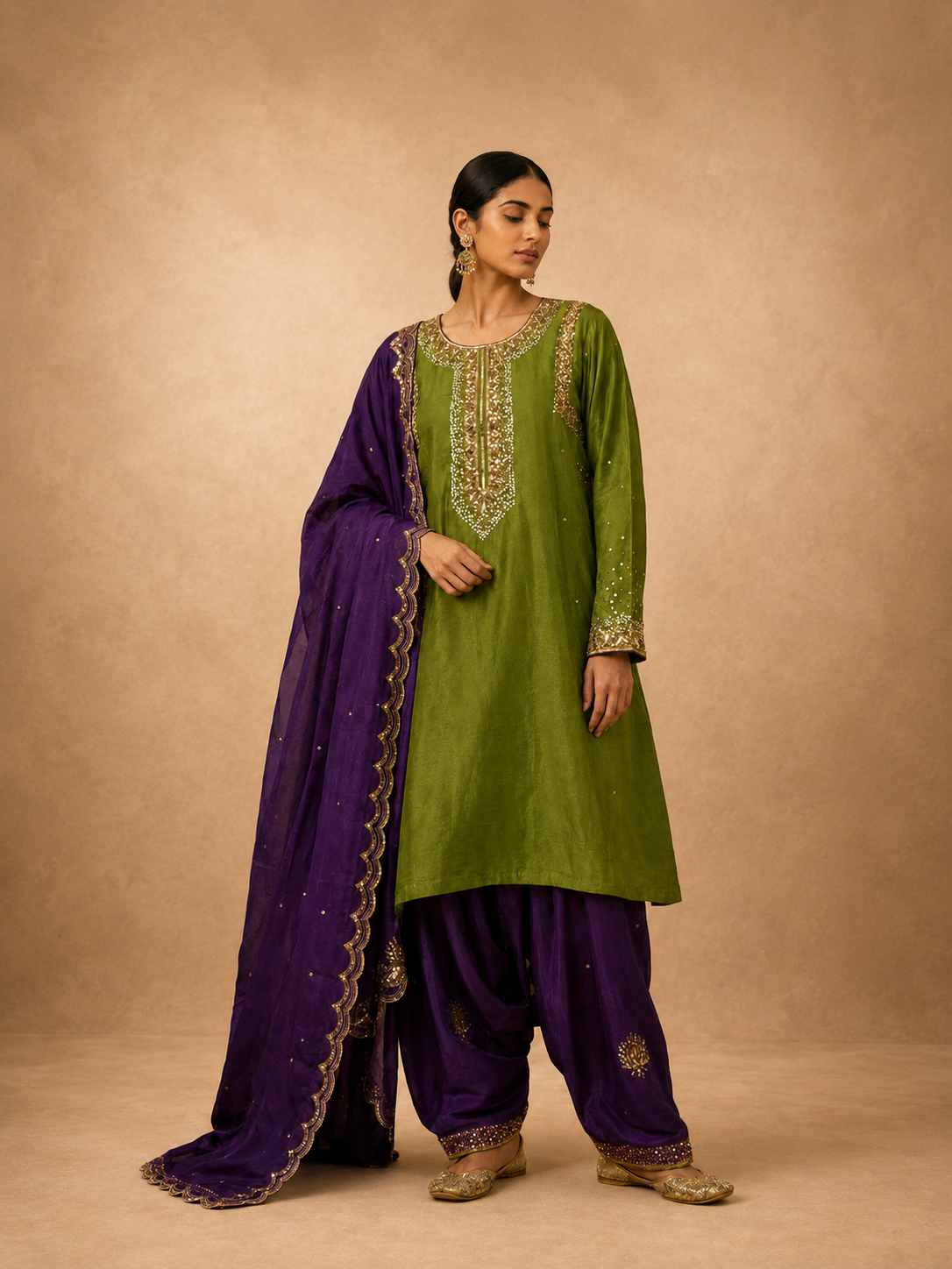 Olive Amethyst Sequin Co-ord Set