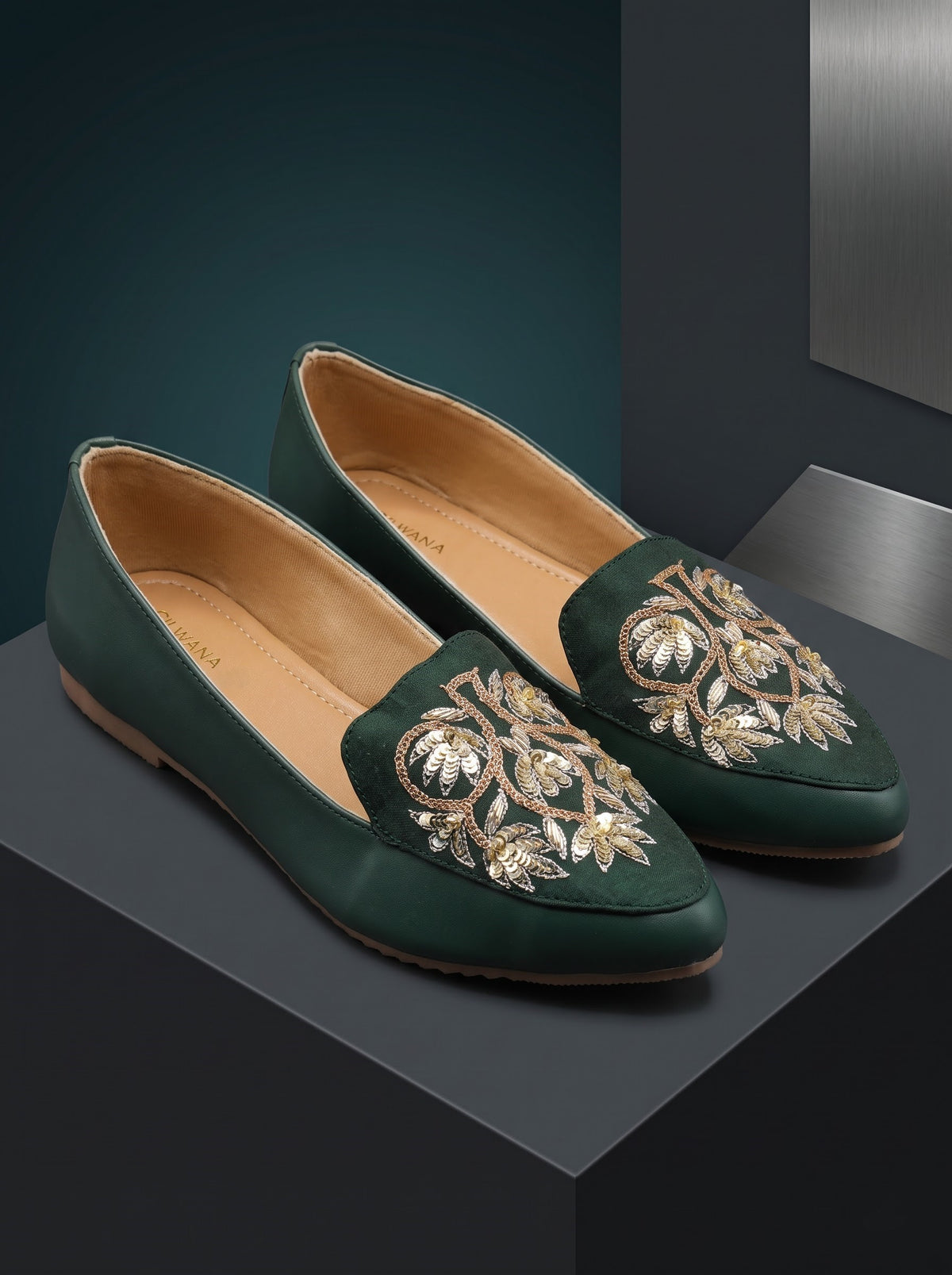 Dark Green Multi Floral Tilla Shoes
