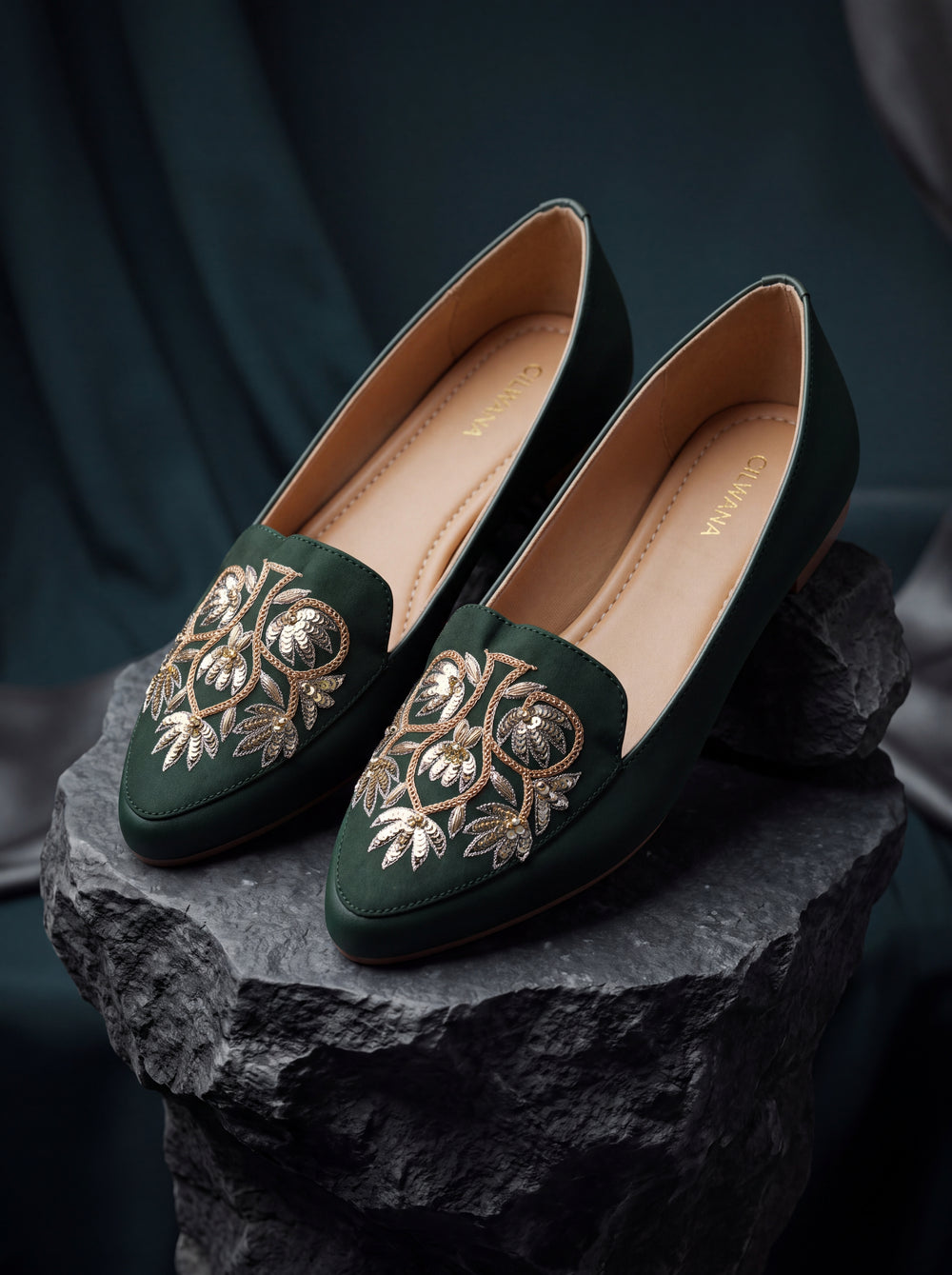 Dark Green Multi Floral Tilla Shoes