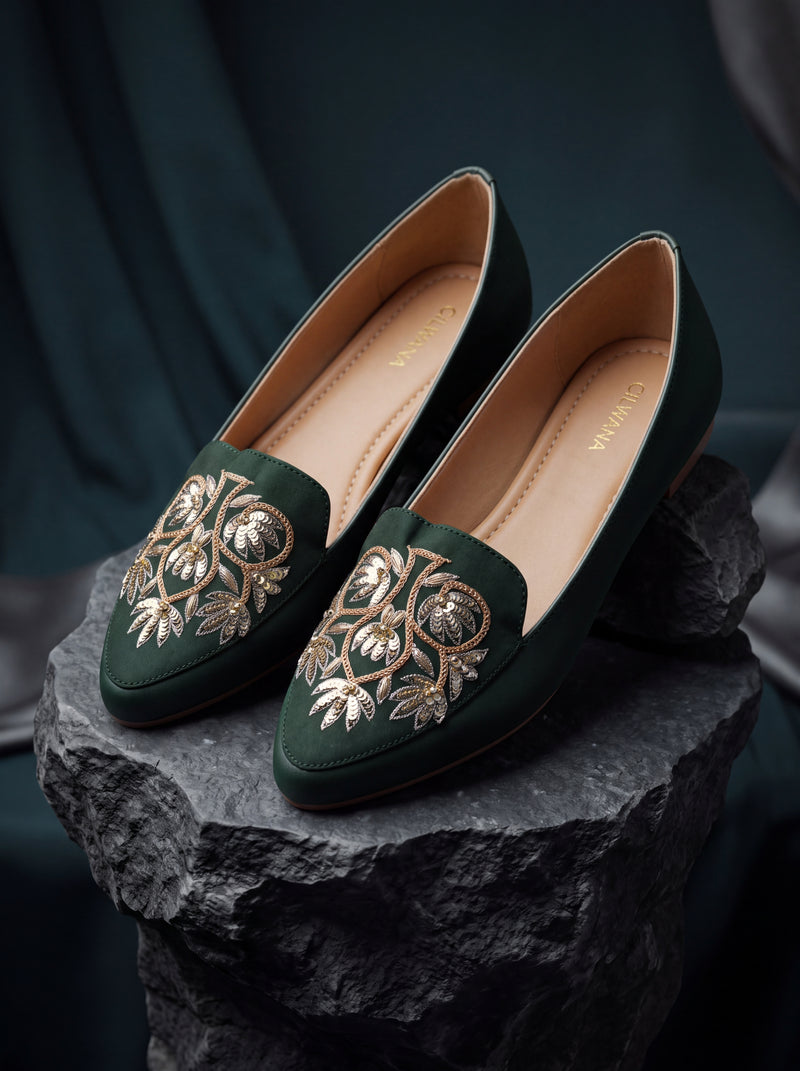 Dark Green Multi Floral Tilla Shoes — product detail