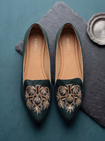 Dark Green Multi Floral Tilla Shoes