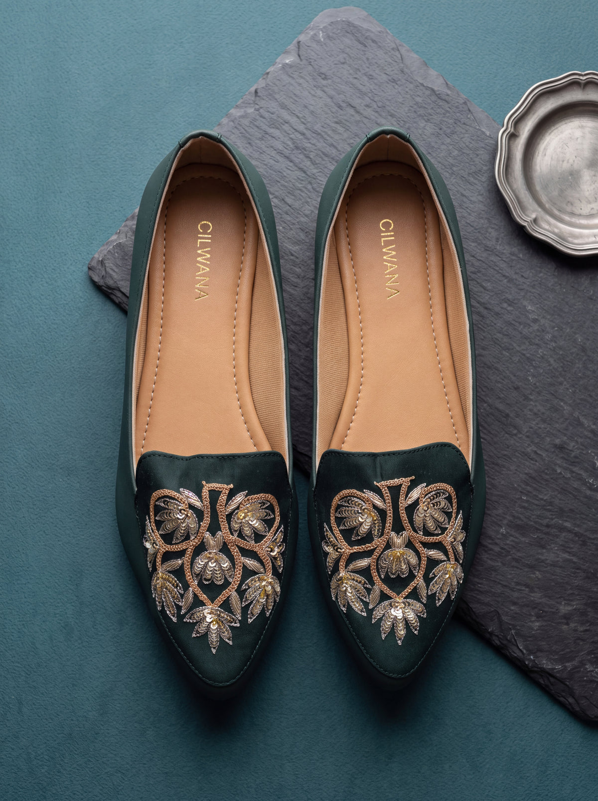Dark Green Multi Floral Tilla Shoes