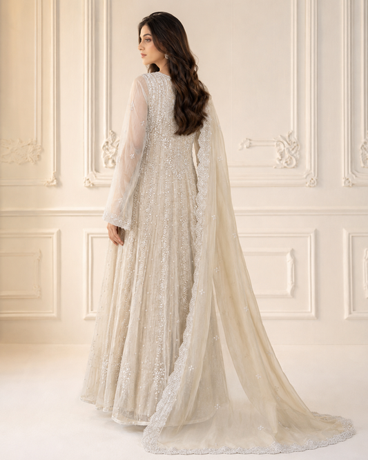 Noor Ivory Tissue Anarkali